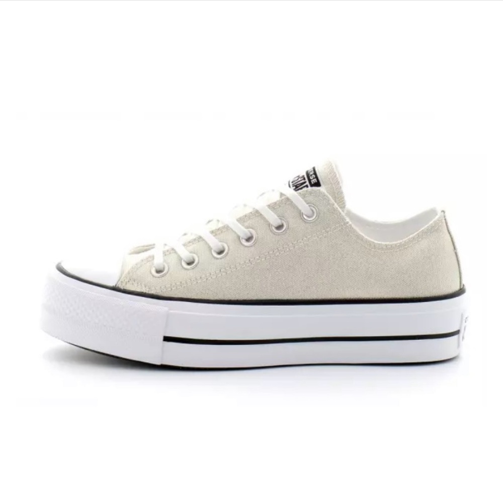 Converse Women's All Star Ox Lift Gold/Cream Sparkling Canvas Platform Sneakers - Picture 2 of 16